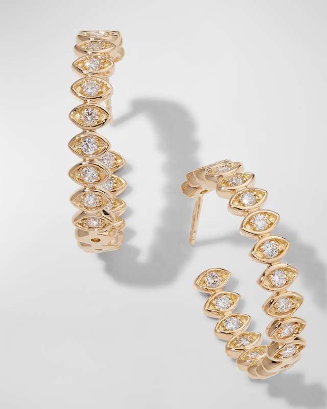Marquis Evil Eye Hoop Earrings, Medium